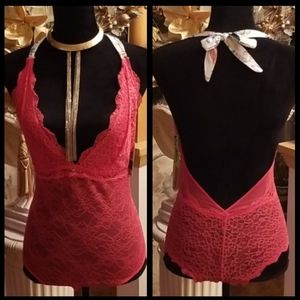 Sam Edelman Lace Halter Bodysuit